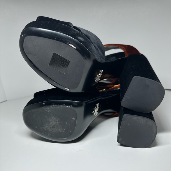 COPY - Prada Bicolor Velvet Platform Sandal, Black/Brown - Picture 8 of 8